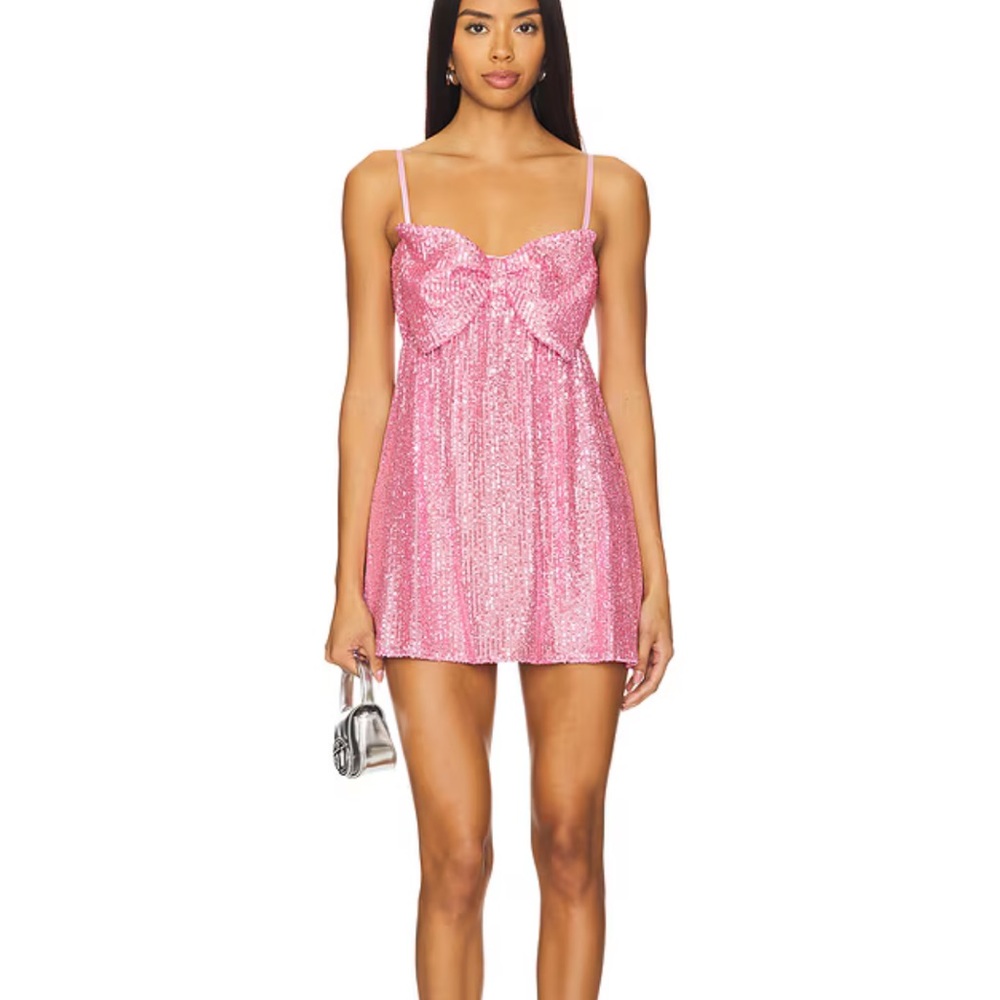 Show Me Your MuMu Pink Sequin Bow Dress